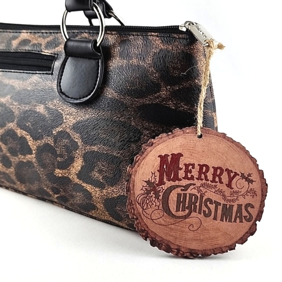 NWT Primeware Black Faux Leather Leopard Print Insulated Wine Bottle Lunch Bag - Picture 4 of 11